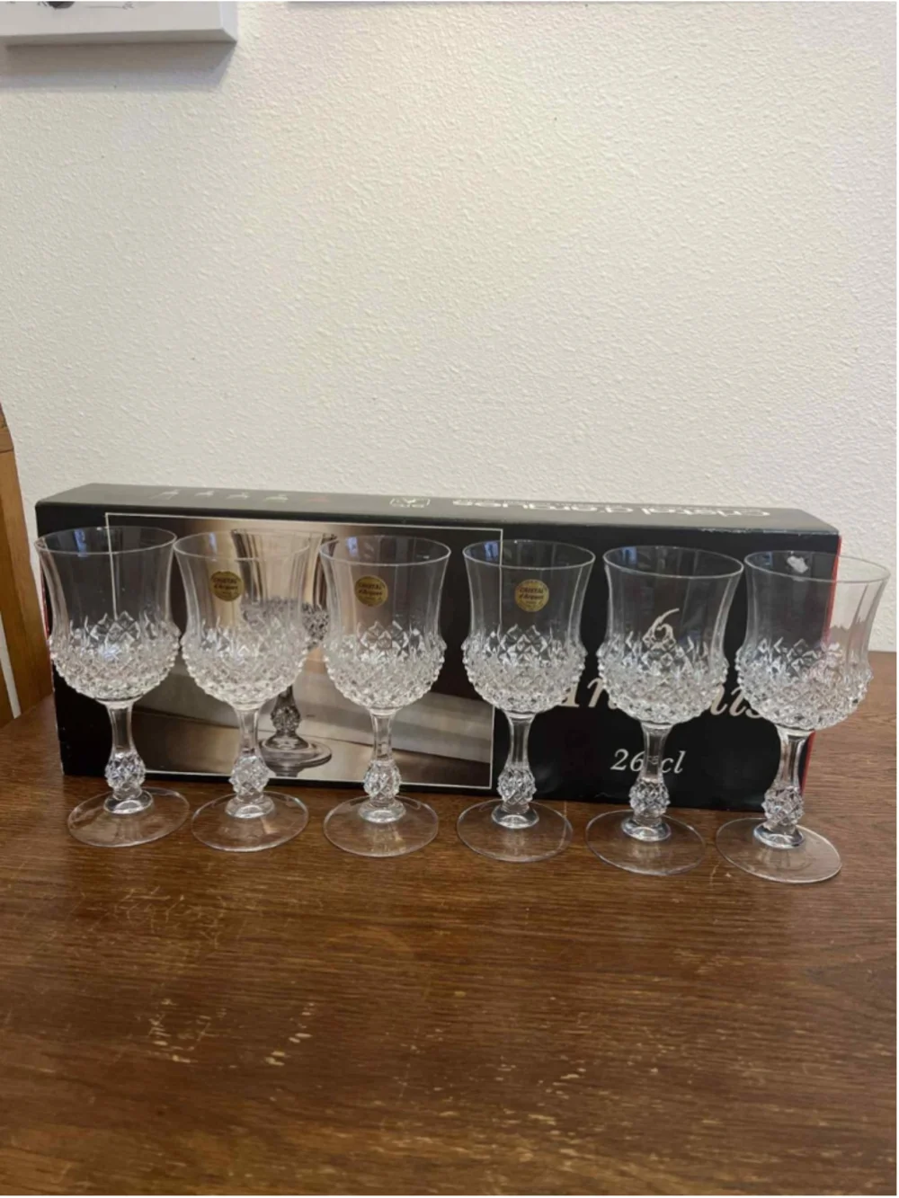 Cristal d’Arques Ancenis 26cl Lead Crystal Wine Glasses Set of 6 NEW NIB France
